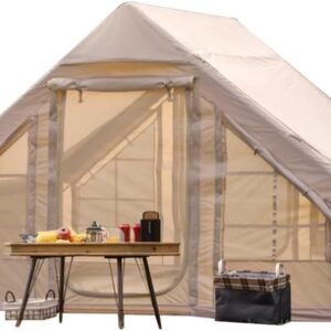 Inflatable Camping Tent with Pump, Easy Setup 4 Season Glamping Tent with High Performance Inflatable Structure, 4-6 Persons Waterproof Windproof Outdoor Self-Supporting Air Tent