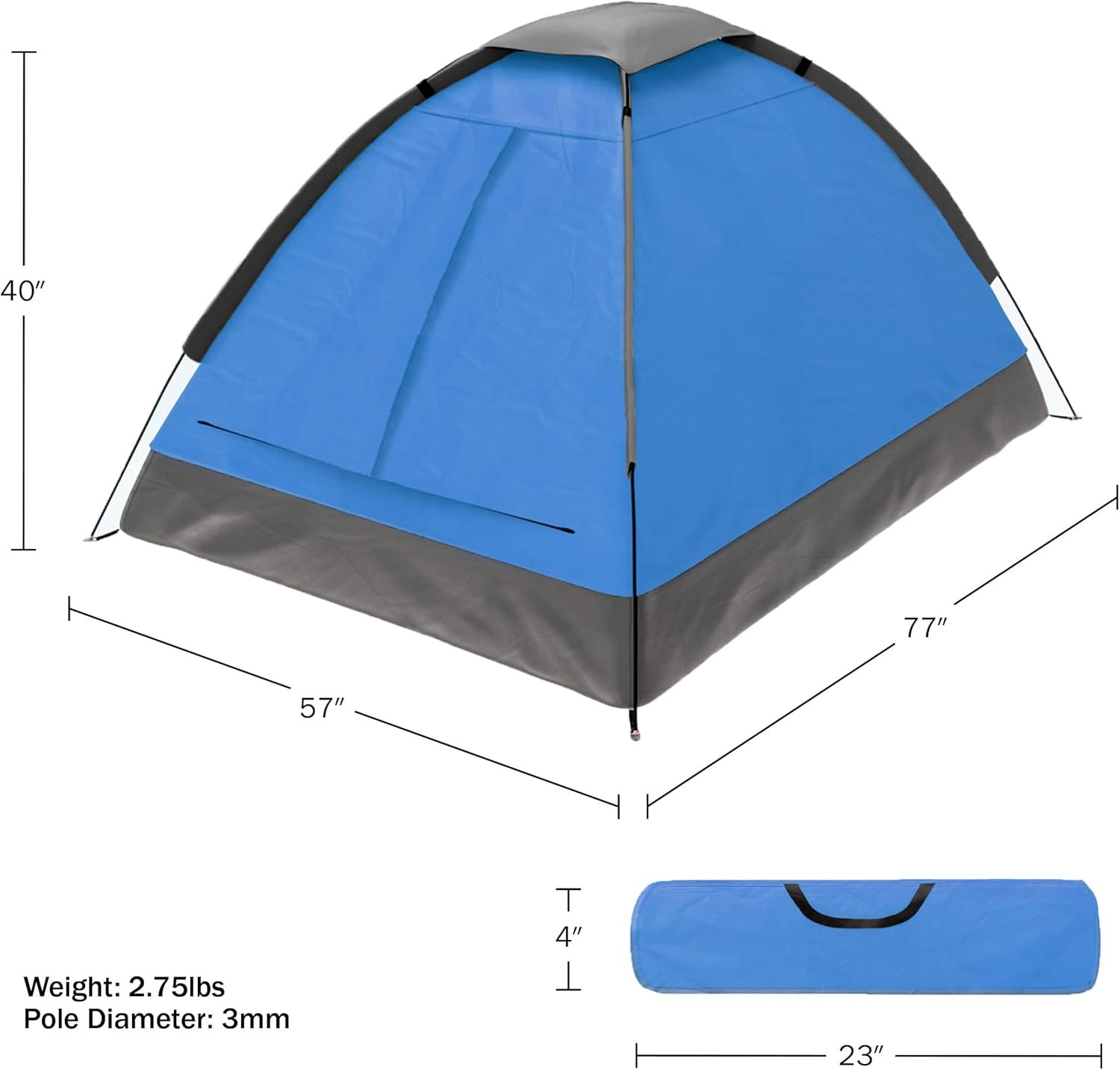 2 Person Camping Tent with Rain Fly and Carrying Bag - Lightweight Outdoor Tent for Backpacking, Hiking, or Beach Use by Outdoors - Image 2