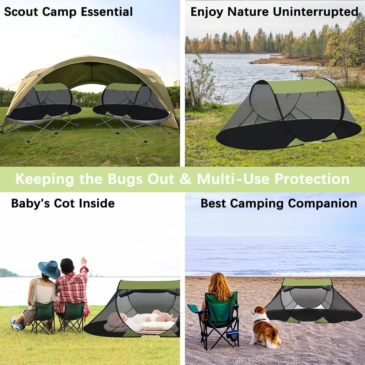 Pop Up Mosquito Tent for Camping,1 Person Camping Tent with Bug Screen Tent,Mosquito Net Foldable Portable for Adults Kids - Image 2