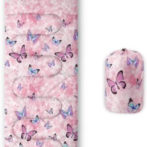 Kids Sleeping Bag for Boys Girls,Rocket Moon Print-Lightweight Warm Portable Outdoor Indoor-Waterproof Cold Weather Resistant Sleeping Bag for Camping Hiking