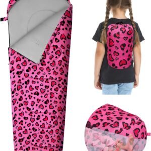 Kids Sleeping Bag for Girls Boys 3 Season Warm & Cool Weather Youth Camping Sleeping Bags with Backpacking Bag Waterproof for Traveling Hiking Indoor Outdoor Camping Essentials