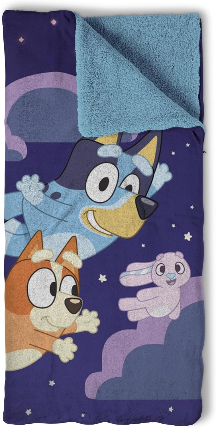 Silk Touch Sherpa Slumber Bag for Boys and Girls, Sleeping Bag with Zipper, 27 x 56 inches