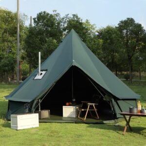 Luxury Cotton Bell Tent, Yurt Canvas Tent with Stove Jack, 4/6/8 Person Family 4 Season Camping