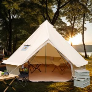 Luxury Cotton Bell Tent, Yurt Canvas Tent with Stove Jack, 4/6/8 Person Family 4 Season Camping